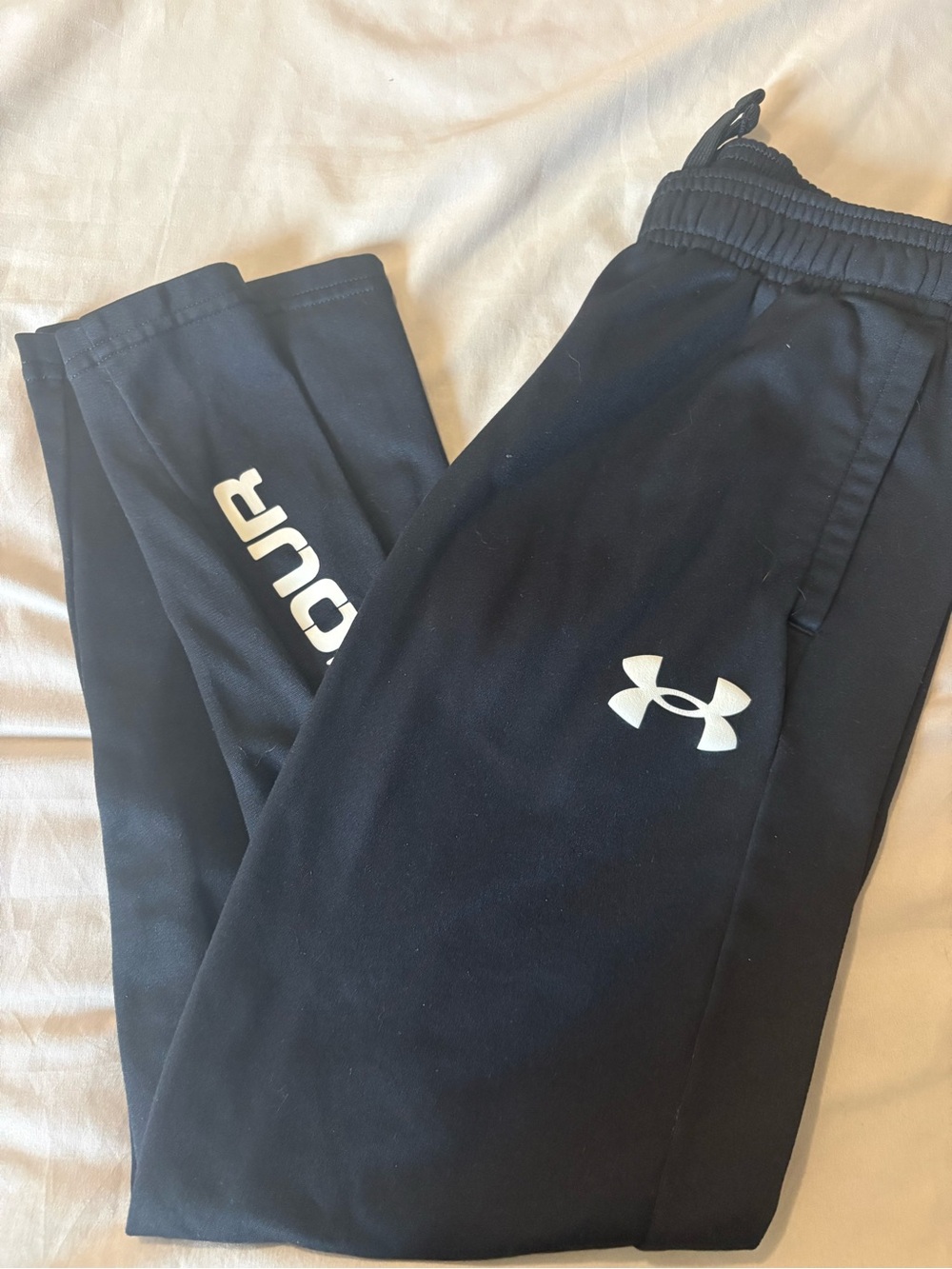 Under Armour Kids Black Jogger Pants with White Logo